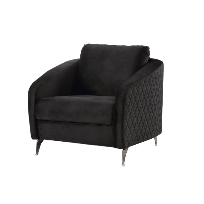 Lilola Home Sofia Black Velvet Accent Armchair LILO-89721-C