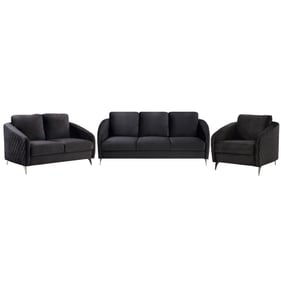 Lilola Home Sofia Black Velvet 3pc Living Room Set