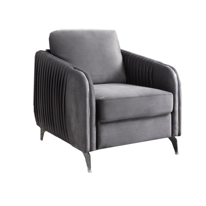 Lilola Home Hathaway Gray Velvet Accent Armchair LILO-89725-C