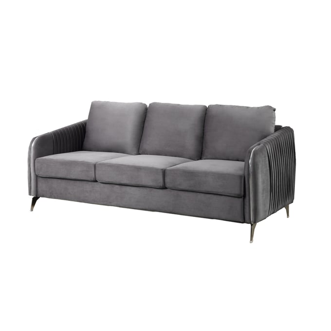 Lilola Home Hathaway Gray Velvet Sofa LILO-89725-S