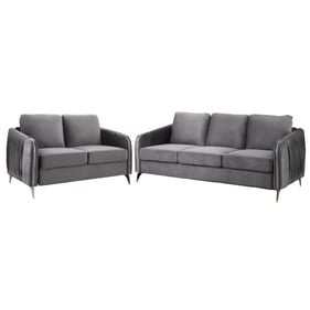 Lilola Home Hathaway Gray Velvet 2pc Living Room Set