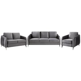 Lilola Home Hathaway Gray Velvet 3pc Living Room Set