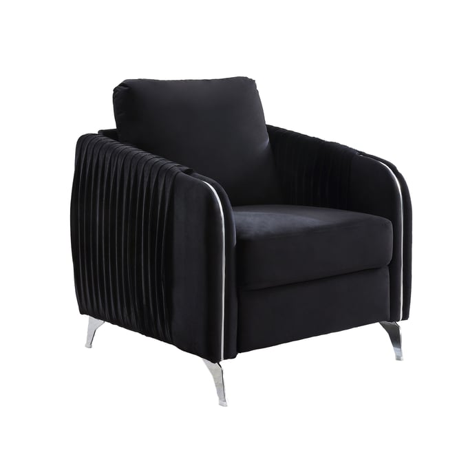 Lilola Home Hathaway Black Velvet Accent Armchair LILO-89726-C