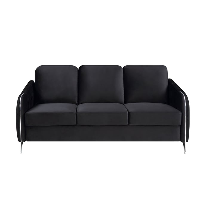 Lilola Home Hathaway Black Velvet Sofa LILO-89726-S