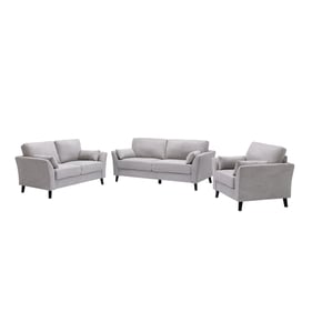 Lilola Home Damian Light Gray Fabric 3pc Living Room Set