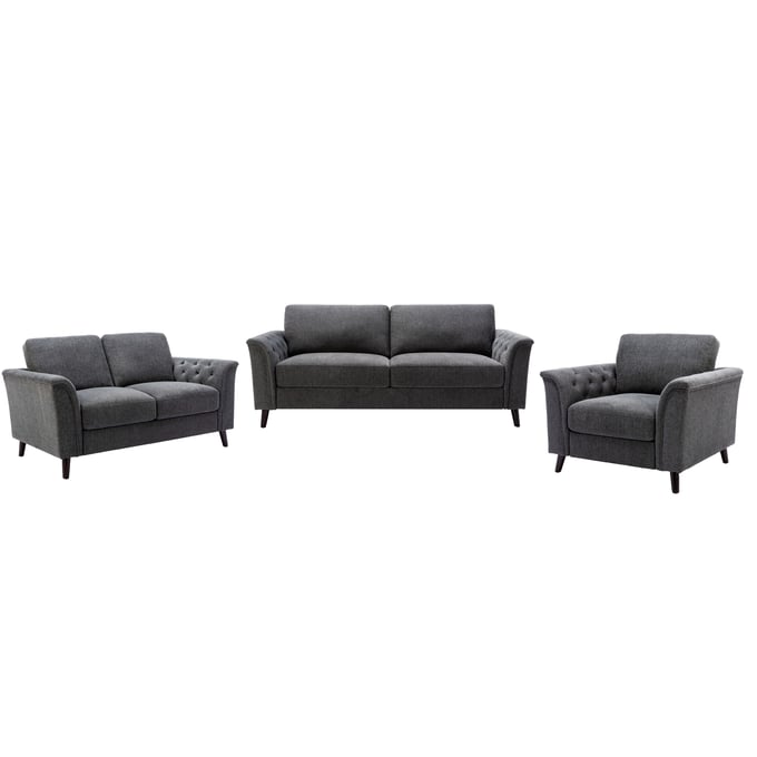 Lilola Home Stanton Dark Gray 3pc Living Room Set LILO-89730-SLC