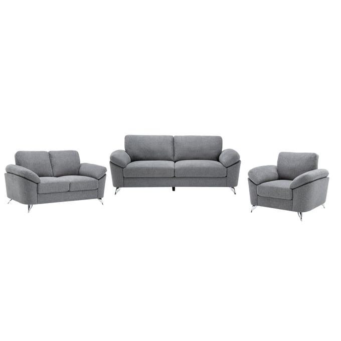 Lilola Home Villanelle Light Gray 3pc Living Room Set LILO-89732-SLC