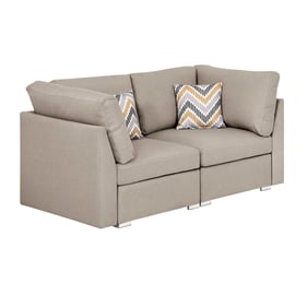 Lilola Home Amira Beige Loveseat Couch with Pillows