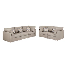 Lilola Home Amira Beige Fabric 2pc Living Room Set