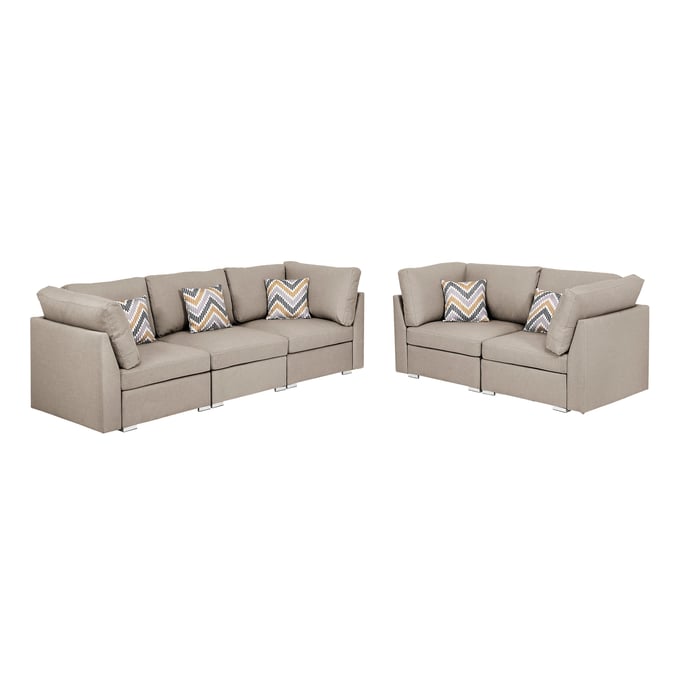 Lilola Home Amira Beige Fabric 2pc Living Room Set LILO-89820-5