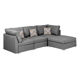 Lilola Home Amira Gray Sofa with Ottoman and Pillows