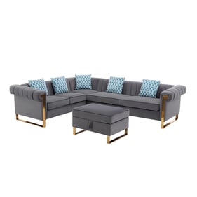 Lilola Home Maddie Gray 6 Seater Sectional with Storage Ottoman