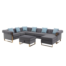 Lilola Home Maddie Gray 7 Seater Reversible Chaise Sectional with Storage O...