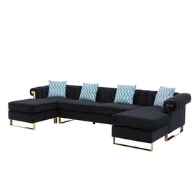 Lilola Home Maddie Black 5 Seater Double Chaise Sectional