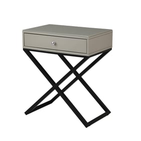 Lilola Home Koda Taupe Drawer Nightstand with Glass Top