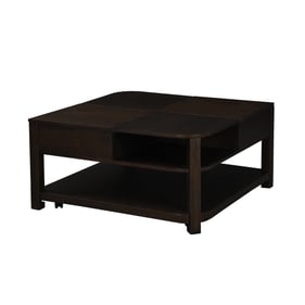 Lilola Home Flora Dark Brown Lift Top Coffee Table with Shelves