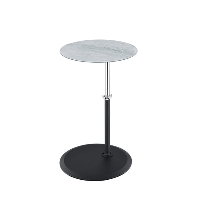 Lilola Home Orbit Gray Marble Adjustable Height End Table LILO-98022