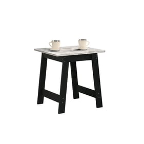 Lilola Home Kenzo Black End Table with Marble Top