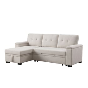 Lilola Home Lucca II Beige Reversible Sleeper Sectional Sofa with Storage C...