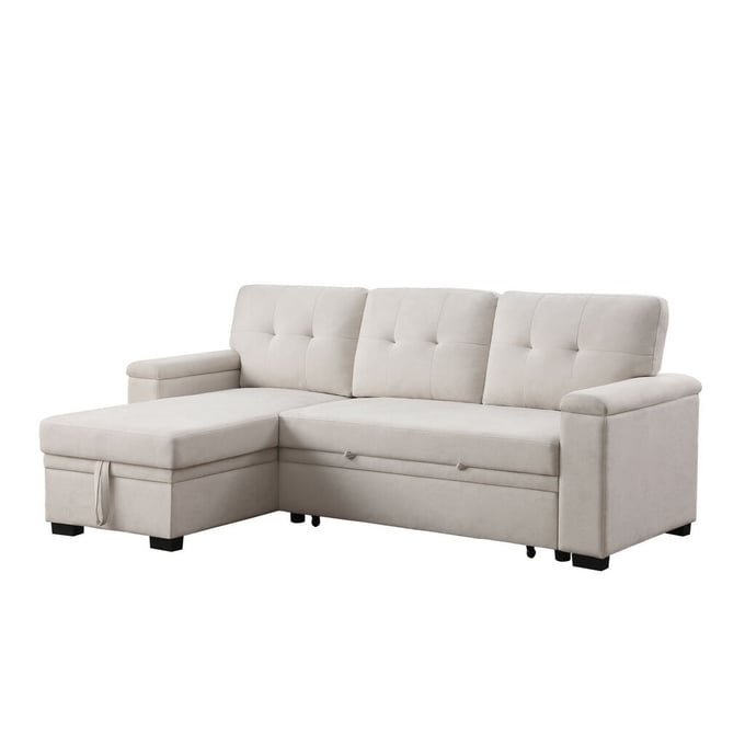 Lilola Home Lucca II Beige Reversible Sleeper Sectional Sofa with Storage Chaise LILO-81522