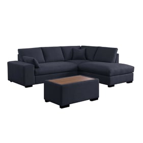 Lilola Home Joshua Dark Gray Sectional Sofa with RAF Chaise and Ottoman