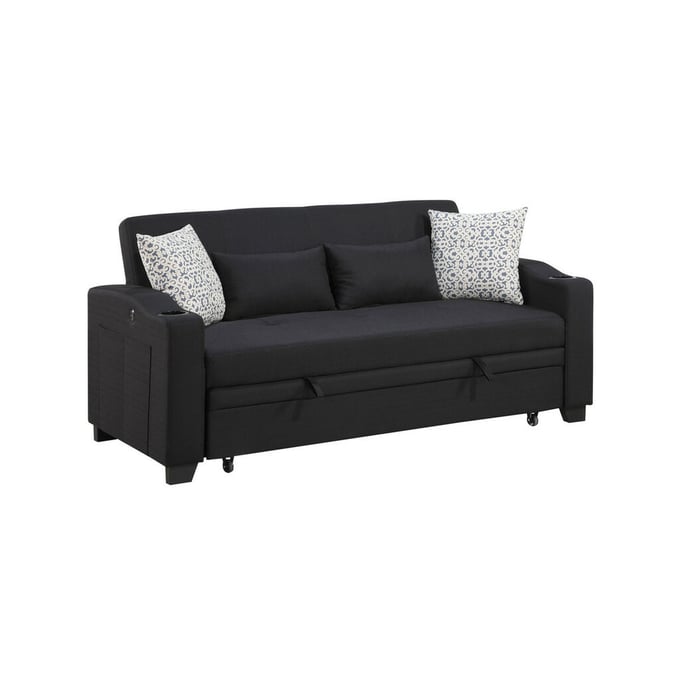 Lilola Home Bennett Black Convertible Sleeper Loveseat LILO-81451