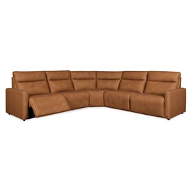 Leather Italia USA Cambria Saddle 5pc Sectional