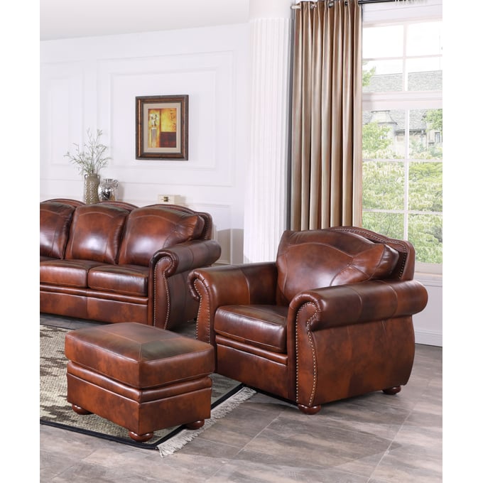 Leather Italia USA Cambria Arizona Marco Chair and Ottoman Set LIU-1444-6110-04234-CHO-S1