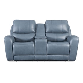 Leather Italia USA Cambria Blue Console Loveseat