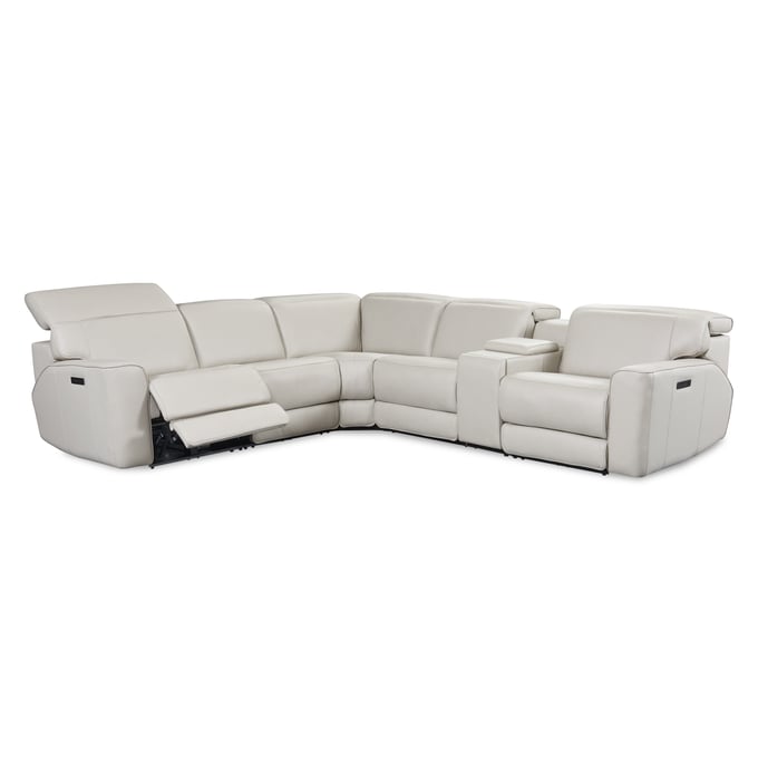 Leather Italia USA Cambria Light Grey 6pc Sectional LIU-1444-5113-9033LV-SEC-S2