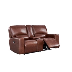 Leather Italia USA Georgetowne Brown Broadway Console Loveseat