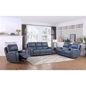 Leather Italia USA Cambria Bel Air Blue 3pc Living Room Set