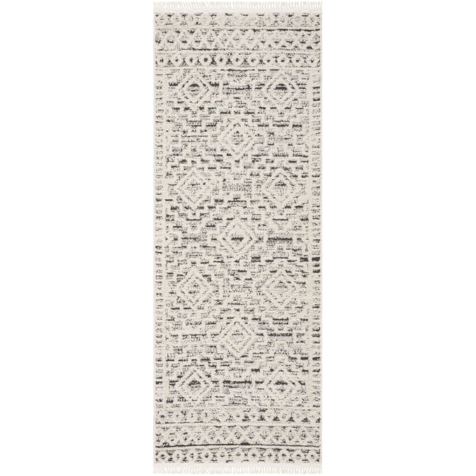 Livabliss Berlin Global Sage Ivory Dark Brown Machine Woven Rug - 87x32 BLR2300-2773