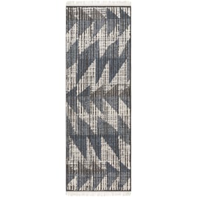 Livabliss Berlin Sage Ivory Dark Brown Dark Blue Machine Woven Rug - 87x32