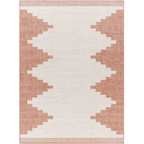 Livabliss Eagean Rust Ivory Dusty Pink Coral Machine Woven Rug - 94x94