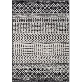 Livabliss Elaziz Black Light Gray White Machine Woven Rug - 91x63