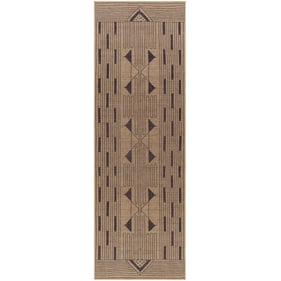 Livabliss Ez Jute Light Brown Beige Black Machine Woven Rug - 96x30