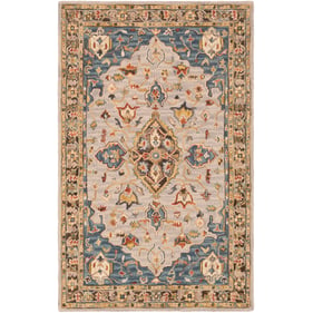 Livabliss Artemis Deep Teal Dusty Sage Gray Burnt Orange Tan Handmade Rug -...