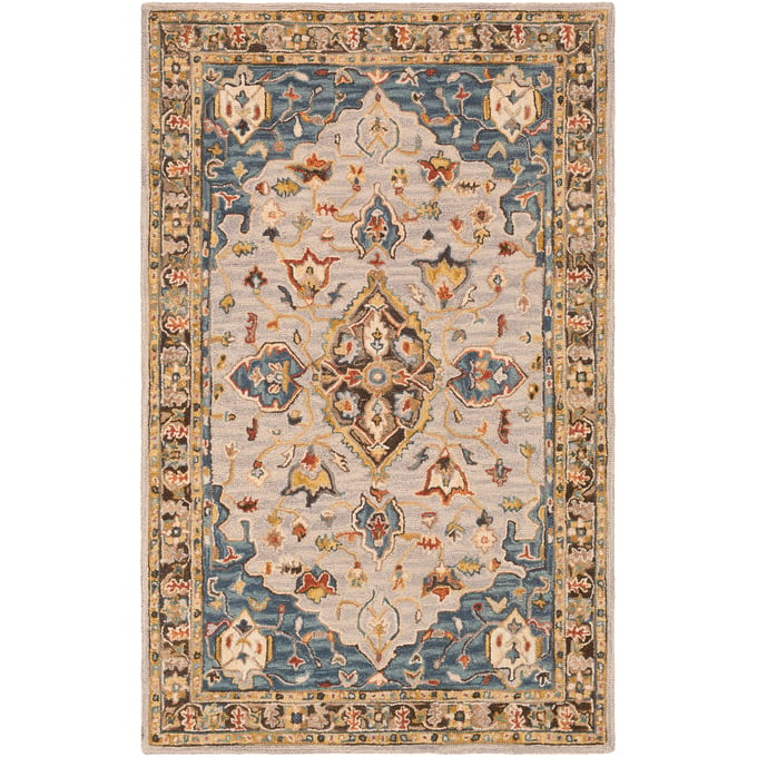 Livabliss Artemis Deep Teal Dusty Sage Gray Burnt Orange Tan Handmade Rug - 108x72 AES2301-69