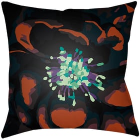 Livabliss Abstract Floral Light Green Emerald Black Burnt Orange Accent Pil...