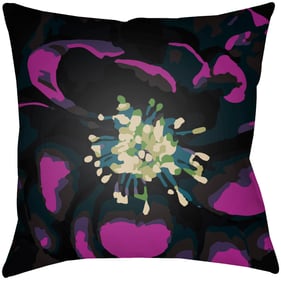 Livabliss Abstract Floral Black Wheat Magenta Dark Blue Accent Pillow Cover...