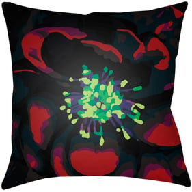 Livabliss Abstract Floral Emerald Light Green Burgundy Plum Black Accent Pi...