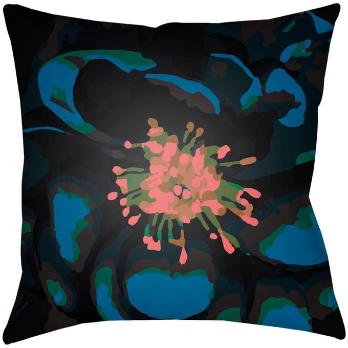 Livabliss Abstract Floral Dark Brown Red Grass Green Blue Black Accent Pillow Cover - 20x20 AF010-2020