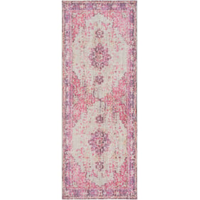 Livabliss Antioch Red Light Gray Lavender Purple Machine Woven Rug - 94x35