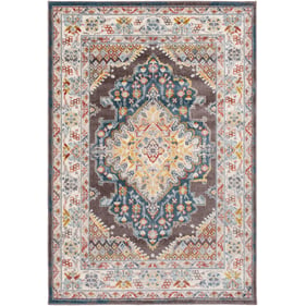 Livabliss Ankara Dark Blue Cream Gray Taupe Charcoal Machine Woven Rug - 10...