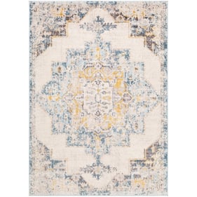 Livabliss Ankara Ice Blue Light Gray Mustard Dark Brown Machine Woven Rug -...