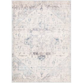 Livabliss Ankara Ice Blue Light Gray Dark Brown Cream Machine Woven Rug - 8...