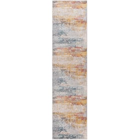 Livabliss Ankara Ice Blue Light Gray Mustard Machine Woven Rug - 120x31