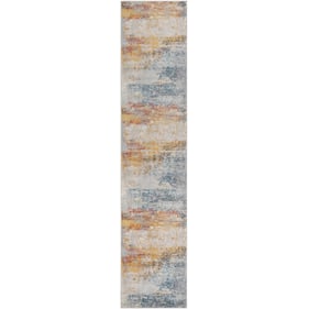 Livabliss Ankara Ice Blue Light Gray Mustard Machine Woven Rug - 144x31