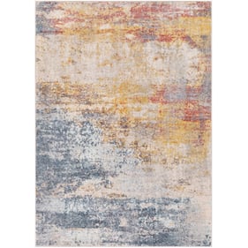 Livabliss Ankara Ice Blue Light Gray Mustard Machine Woven Rug - 144x106